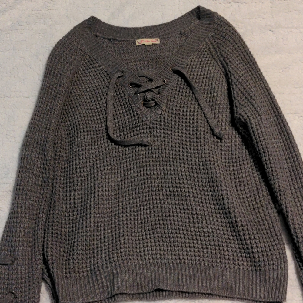 ✏️It's Our Time gray knitted sweater